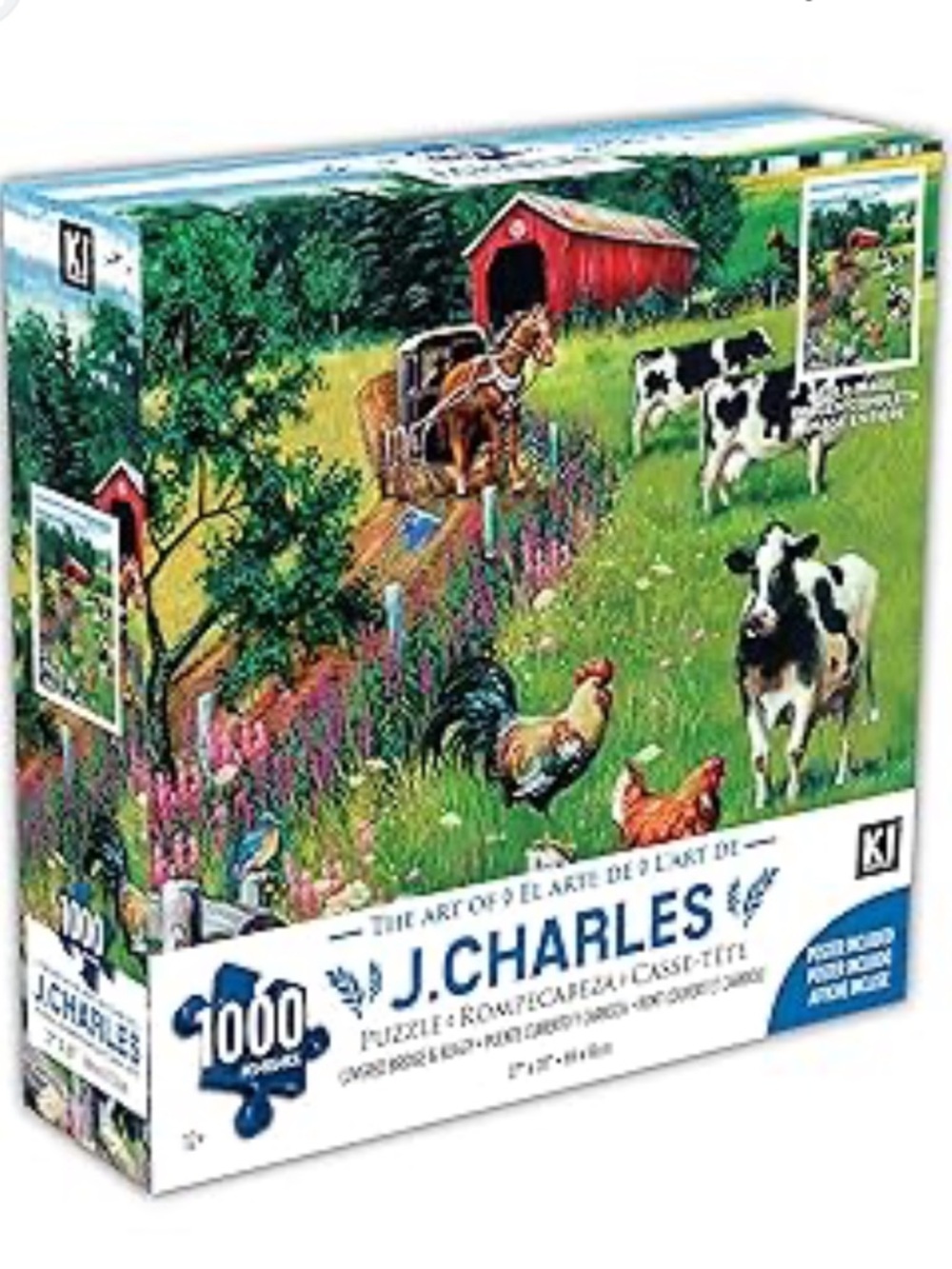 J. Charles 1000-Piece Covered Bridge & Buggy Jigsaw Puzzle - Multi